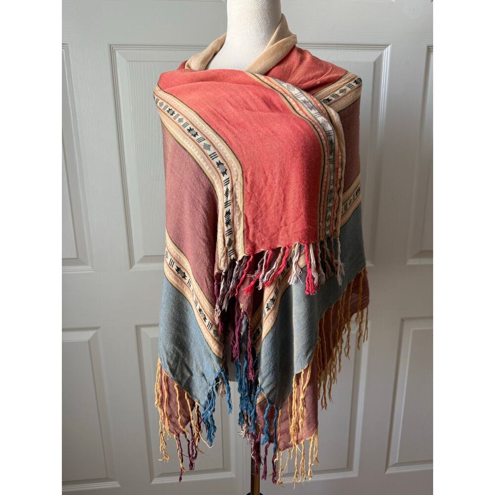 29 Palms Southwestern Print Fringe Wrap Shawl Scarf Flowy Festival Western Boho